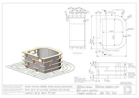 Assembly drawing for the Daedalus desk